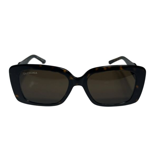 NWOT Balenciaga BB0048S Havana Tortoise Shell Rectangle Square Sunglasses - Picture 1 of 8